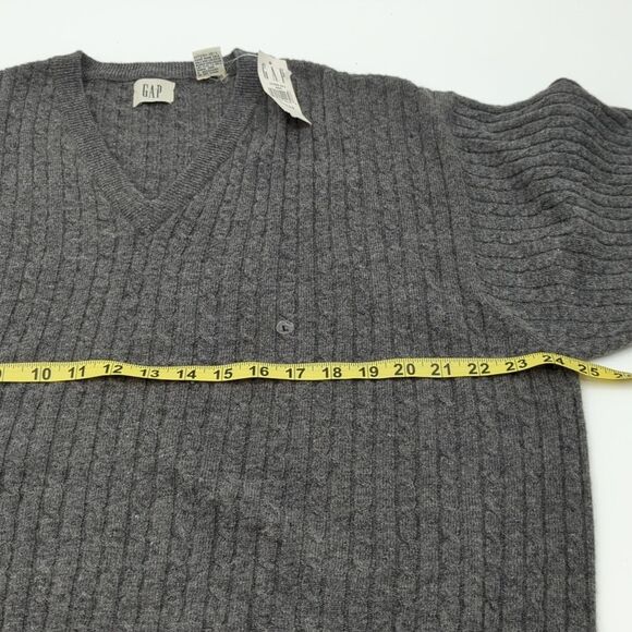Gap Men's Lambswool Blend Gray V-Neck Cable Knit Pullover Sweater Size Large - Picture 4 of 5